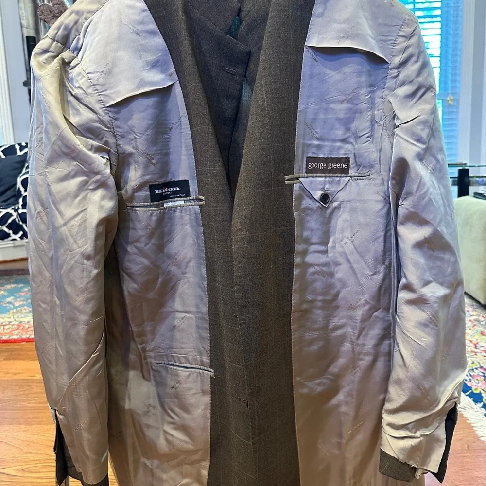 Kiton Brown Gray Sport Coat Premium Wool Mohair Size 54 Drop 7L - Picture 4 of 16